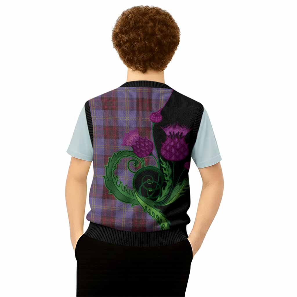 Rutherford Tartan Knitted V-Neck Vest Traditional Scottish Thistle