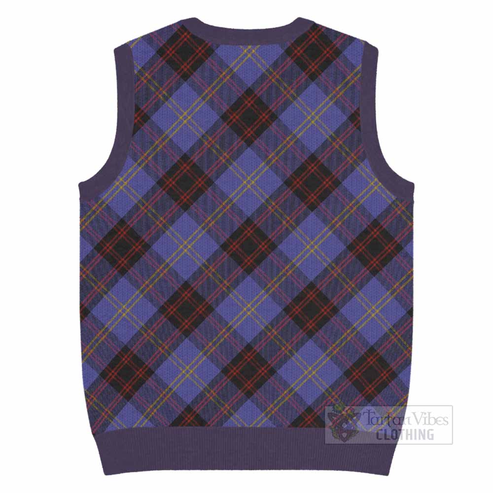Rutherford Tartan Knitted V-Neck Vest with Family Crest Cross Style
