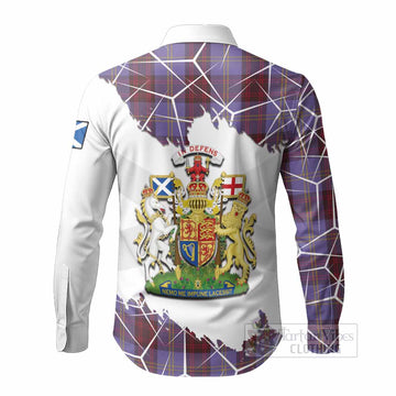 Rutherford Tartan Long Sleeve Button Shirts with Family Crest and Lion Rampant Grunge Style