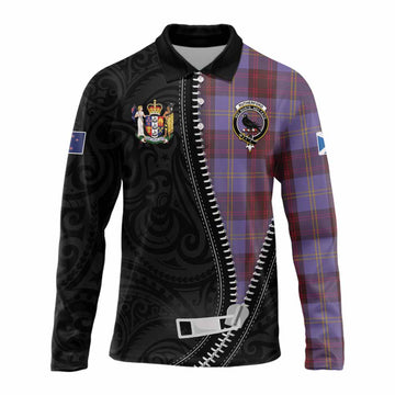 Rutherford Tartan Long Sleeve Polo Shirt New Zealand Pattern Unique Zipper Stylized