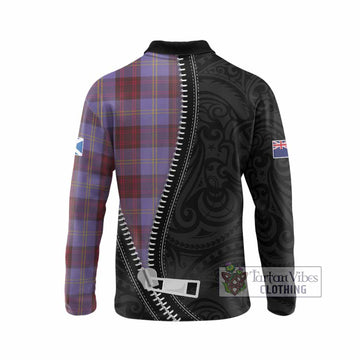 Rutherford Tartan Long Sleeve Polo Shirt New Zealand Pattern Unique Zipper Stylized
