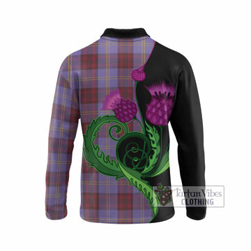 Rutherford Tartan Long Sleeve Polo Shirt Traditional Scottish Thistle