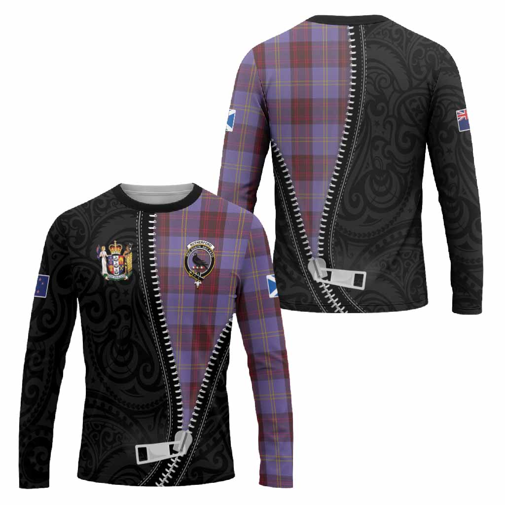Rutherford Tartan Long Sleeve T-Shirt New Zealand Pattern Unique Zipper Stylized