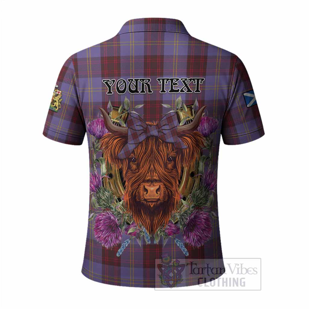 Rutherford Tartan Polo Shirt Scottish Thistle Heilan Coo