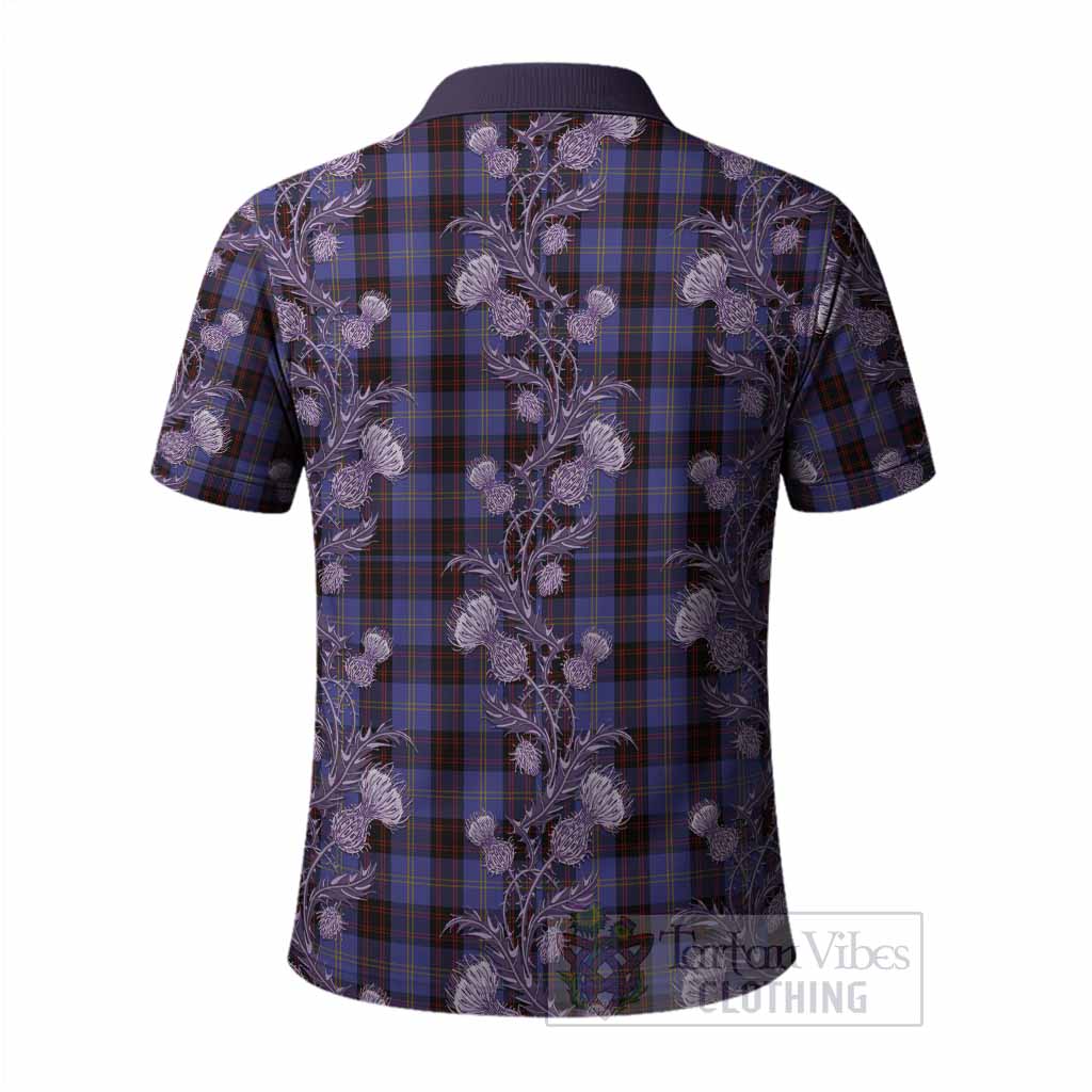 Rutherford Tartan Polo Shirt Seamless Scottish Thistle Flowers
