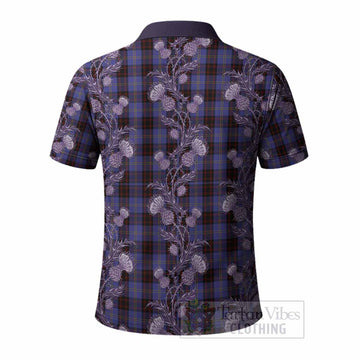Rutherford Tartan Polo Shirt Seamless Scottish Thistle Flowers