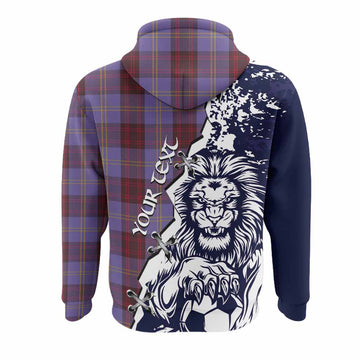 Rutherford Tartan Scottish Hoodie Angry Lion With Soccer Ball Style