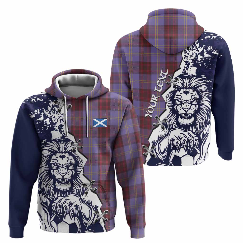 Rutherford Tartan Scottish Hoodie Angry Lion With Soccer Ball Style