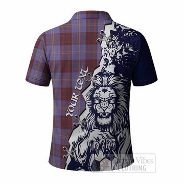 Rutherford Tartan Scottish Polo Shirt Angry Lion With Soccer Ball Style