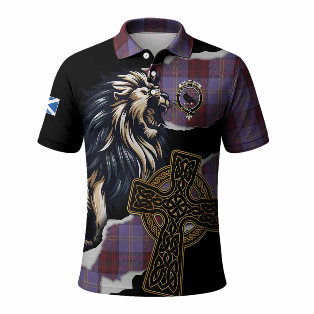 Rutherford Tartan Scottish Polo Shirt Lion Celtic Heritage