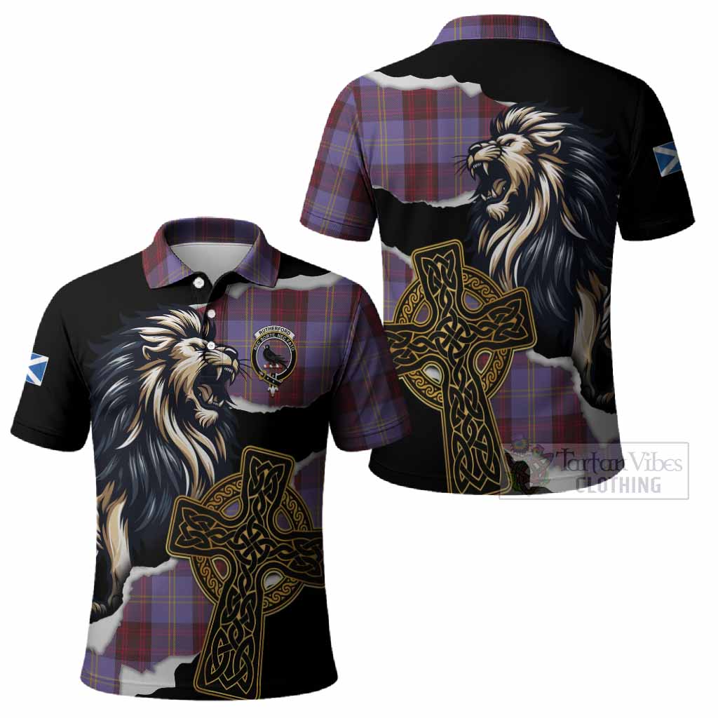 Rutherford Tartan Scottish Polo Shirt Lion Celtic Heritage