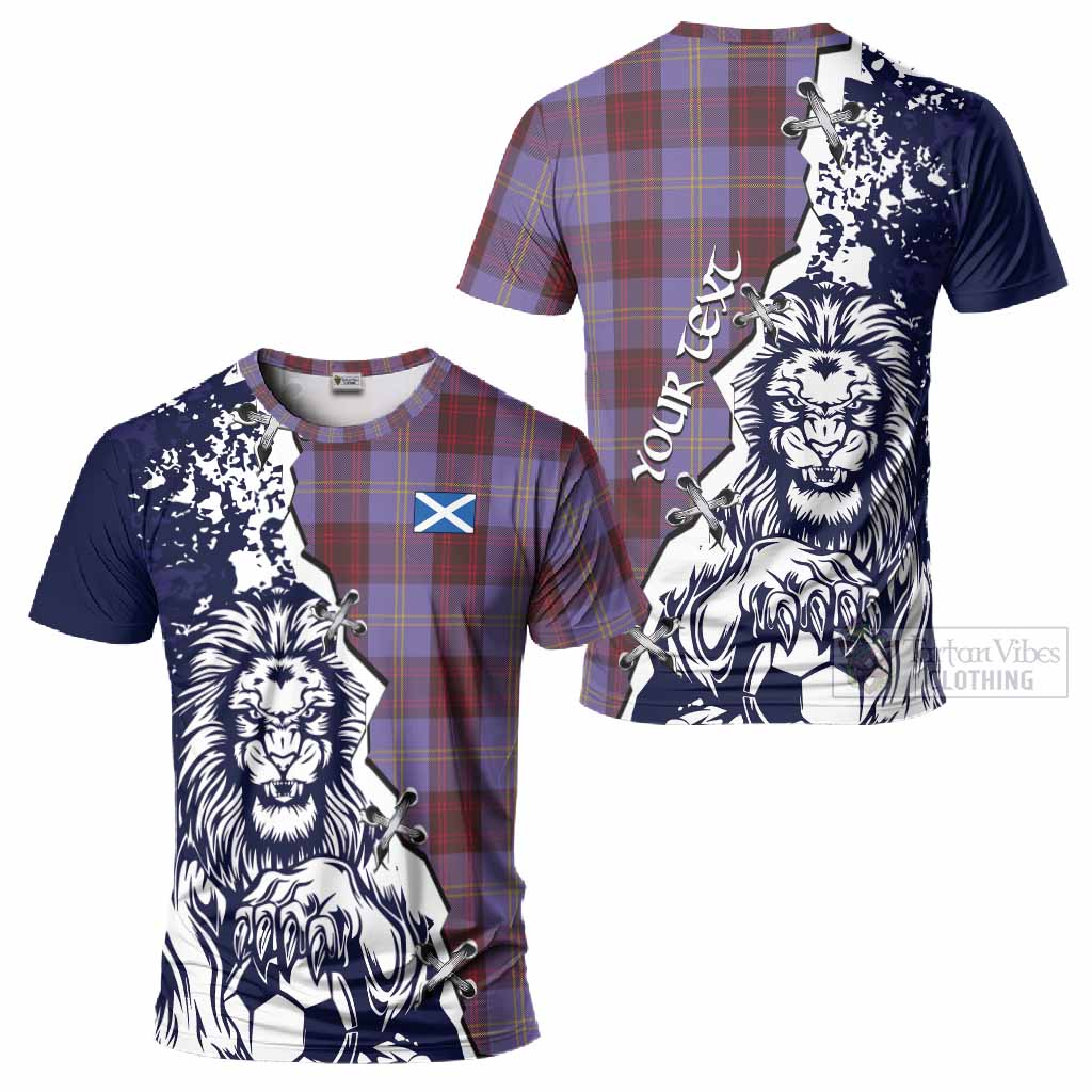 Rutherford Tartan Scottish T-Shirt Angry Lion With Soccer Ball Style