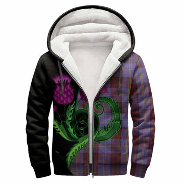 Rutherford Tartan Sherpa Hoodie Traditional Scottish Thistle