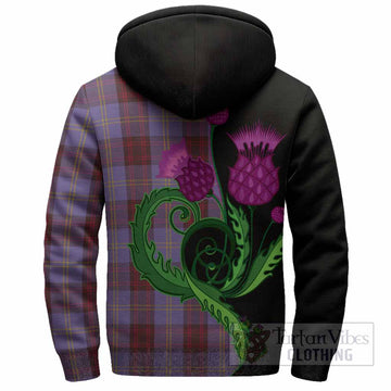 Rutherford Tartan Sherpa Hoodie Traditional Scottish Thistle