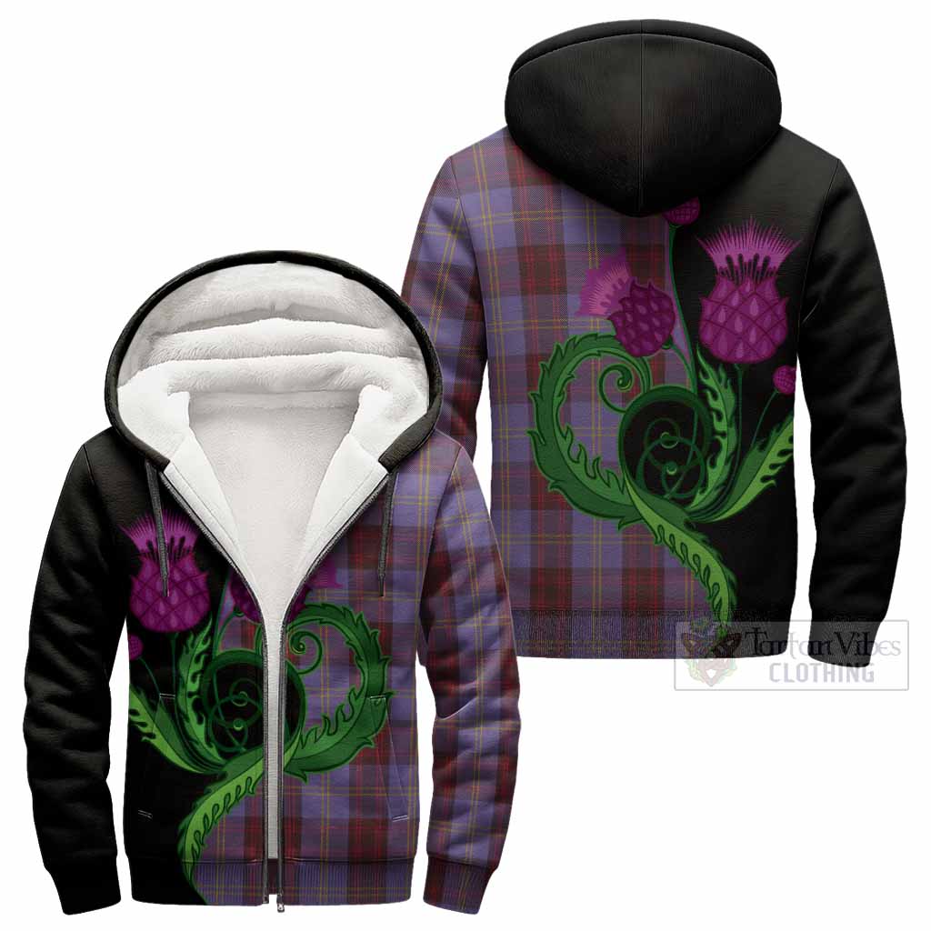 Rutherford Tartan Sherpa Hoodie Traditional Scottish Thistle