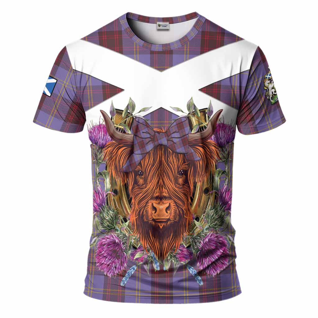 Rutherford Tartan T-Shirt Scottish Thistle Heilan Coo