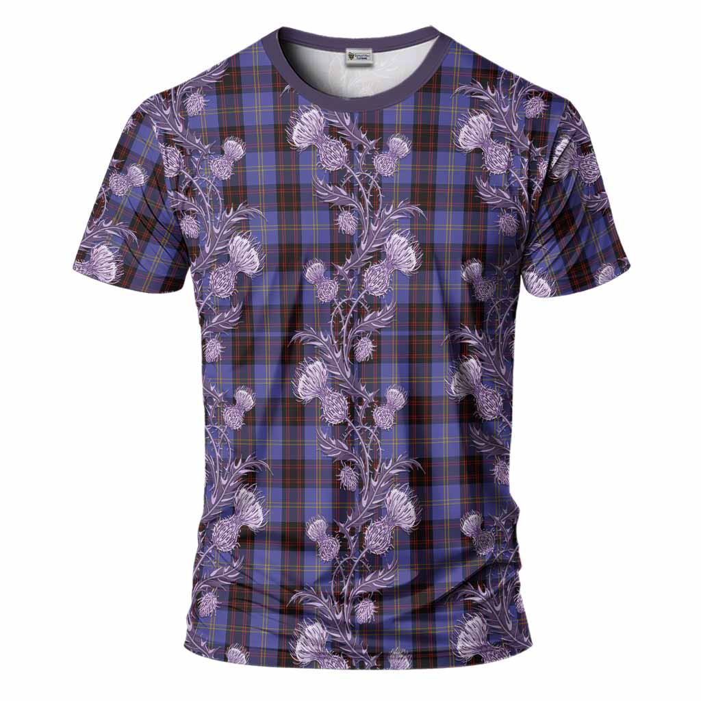 Rutherford Tartan T-Shirt Seamless Scottish Thistle Flowers