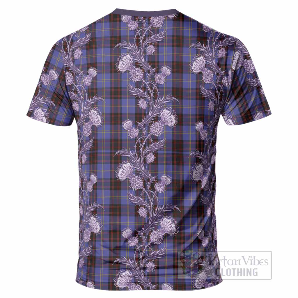 Rutherford Tartan T-Shirt Seamless Scottish Thistle Flowers