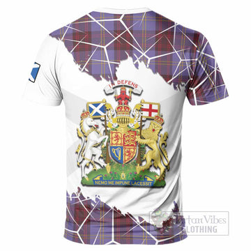 Rutherford Tartan T-Shirt with Family Crest and Lion Rampant Grunge Style
