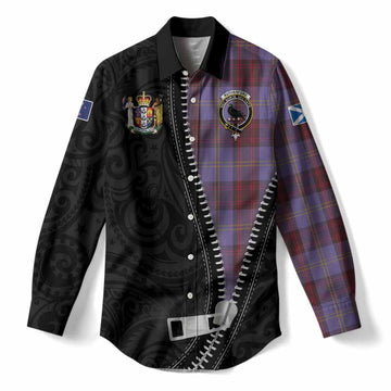 Rutherford Tartan Women Casual Shirt New Zealand Pattern Unique Zipper Stylized