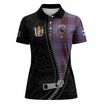 Rutherford Tartan Women Polo Shirt New Zealand Pattern Unique Zipper Stylized