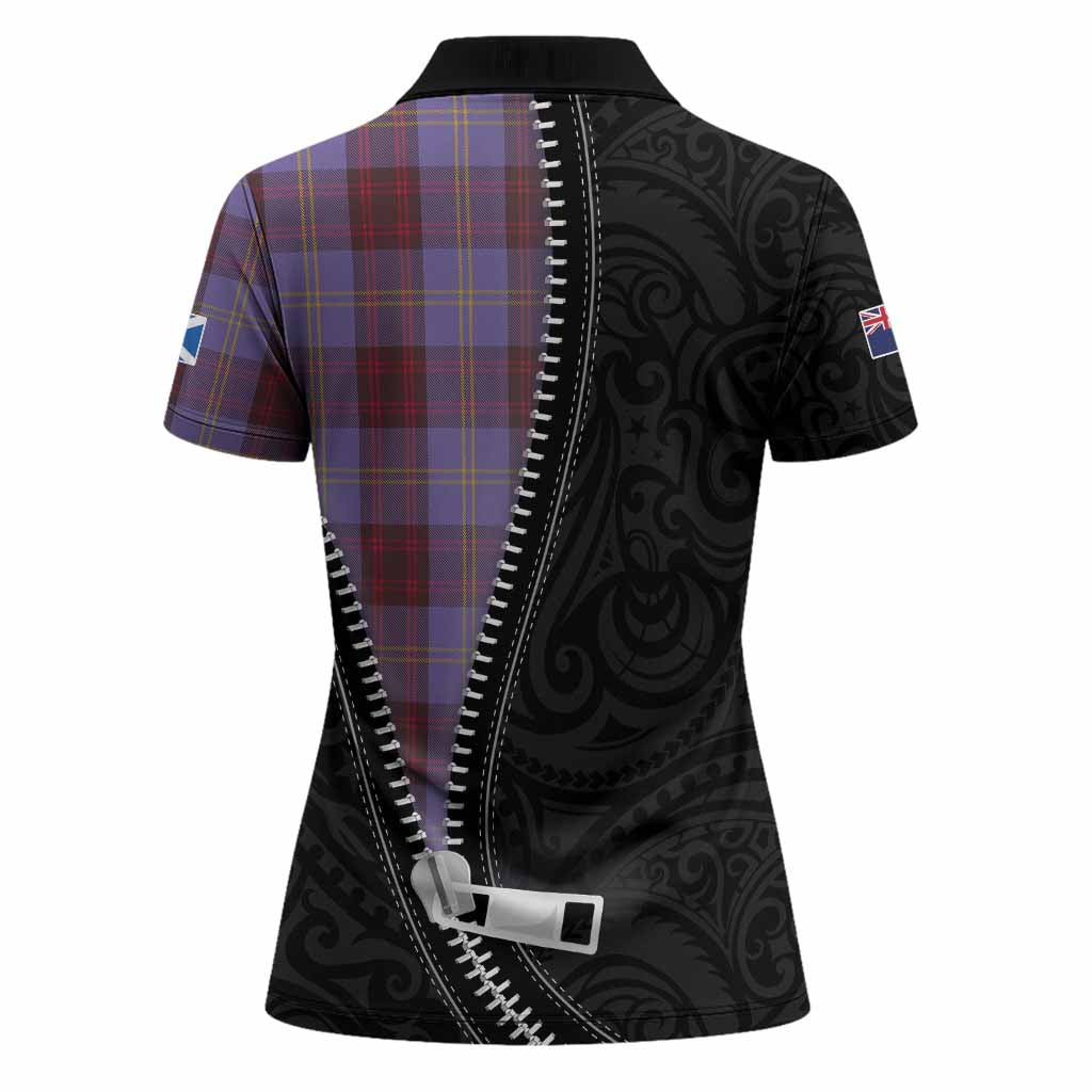 Rutherford Tartan Women Polo Shirt New Zealand Pattern Unique Zipper Stylized