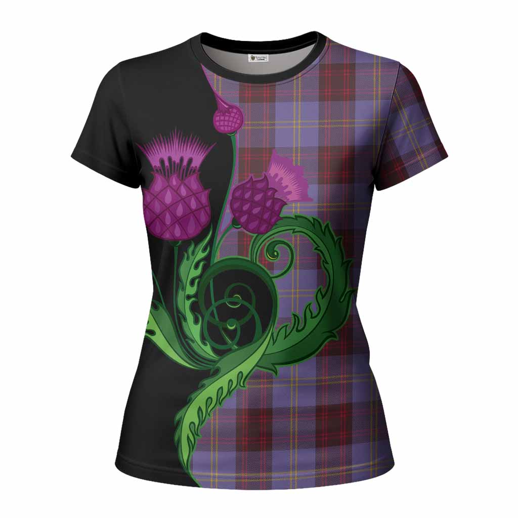 Rutherford Tartan Women T shirt Traditional Scottish Thistle