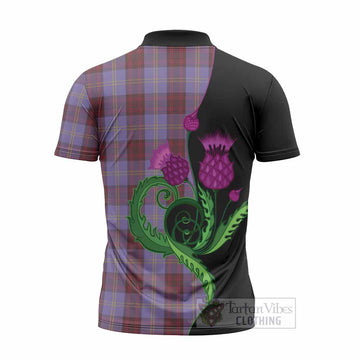 Rutherford Tartan Zipper Polo Shirt Traditional Scottish Thistle