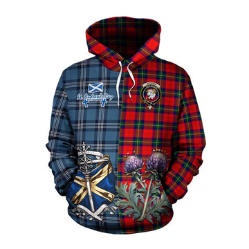 Ruthven Tartan Cotton Hoodie Happy St. Andrew's Day Half Tartan Style Pullover Hoodie XS - Tartan Vibes Clothing