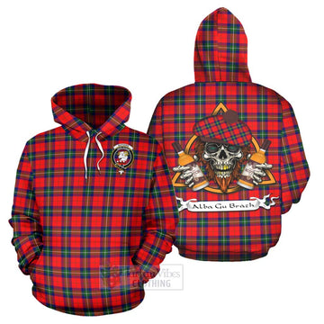 Ruthven Tartan Hoodie with Family Crest and Bearded Skull Holding Bottles of Whiskey Zip Hoodie - Tartan Vibes Clothing