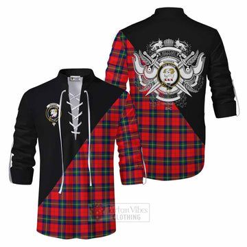 Ruthven Tartan Ghillie Kilt Shirt with Family Crest and Military Logo Style Men - Tartan Vibes Clothing