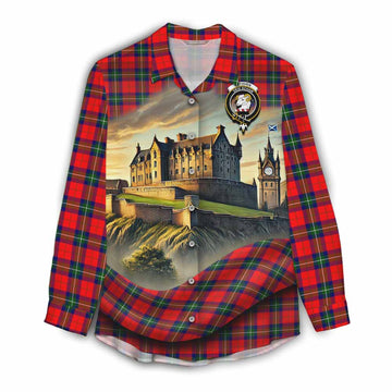 Ruthven Tartan Family Crest Women's Casual Shirt with Scottish Ancient Castle Style Female - Tartan Vibes Clothing