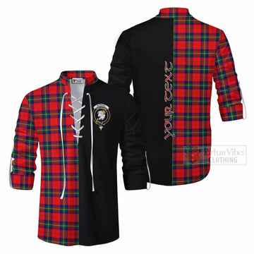 Ruthven Tartan Ghillie Kilt Shirt with Family Crest and Half Of Me Style Men - Tartan Vibes Clothing