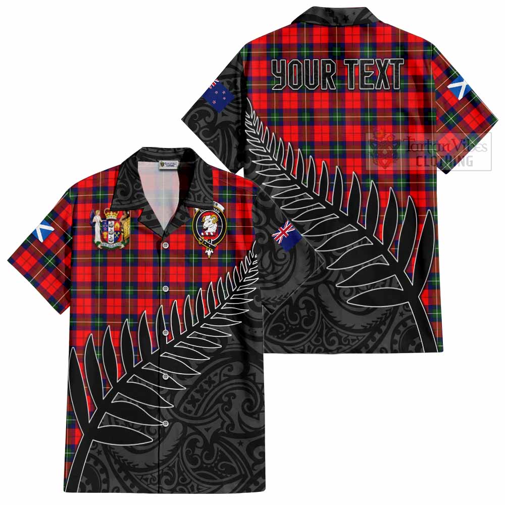 Ruthven Crest Tartan Hawaiian Shirt with New Zealand Silver Fern Half Style Kid - Tartan Vibes Clothing