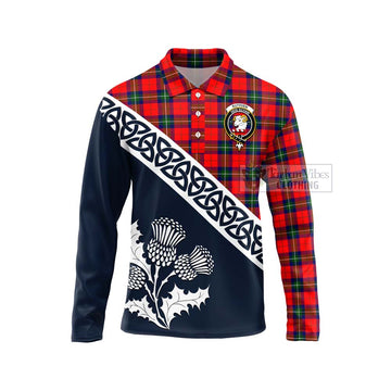 Ruthven Tartan Long Sleeve Polo Shirt Featuring Thistle and Scotland Map Unisex - Tartan Vibes Clothing
