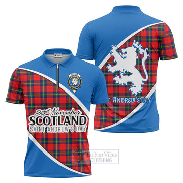 Ruthven Family Crest Tartan Zipper Polo Shirt Celebrate Saint Andrew's Day in Style Unisex - Tartan Vibes Clothing