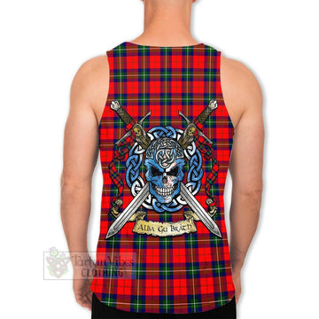 Ruthven Tartan Men's Tank Top with Family Crest Celtic Skull Style Men - Tartan Vibes Clothing