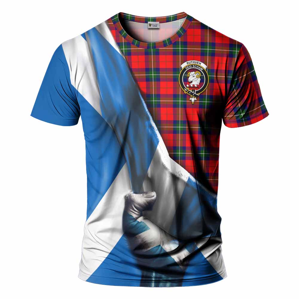 Ruthven Tartan T-Shirt with Family Crest Scotland Patriotic Style Kid's Shirt - Tartan Vibes Clothing