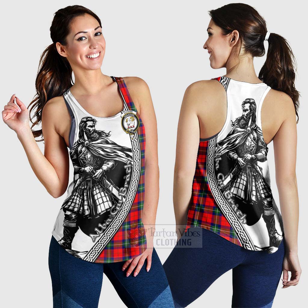 Ruthven Tartan Clan Crest Women's Racerback Tanks with Highlander Warrior Celtic Style 4XL - Tartan Vibes Clothing