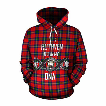 Ruthven Tartan Cotton Hoodie with Family Crest DNA In Me Style Pullover Hoodie XS - Tartan Vibes Clothing