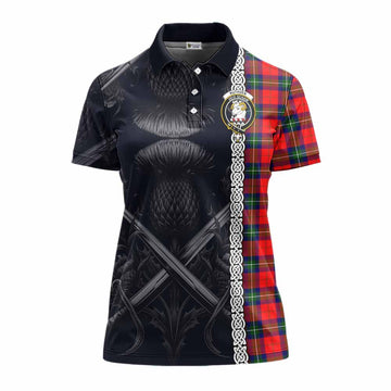 Ruthven Tartan Women's Polo Shirt with Family Crest Cross Sword Thistle Celtic Vibes Women - Tartan Vibes Clothing