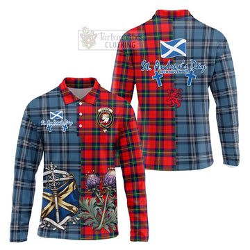 Ruthven Tartan Long Sleeve Polo Shirt Happy St. Andrew's Day Half Tartan Style Unisex - Tartan Vibes Clothing