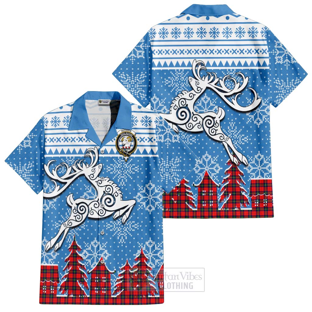 Ruthven Clan Christmas Hawaiian Shirt Celtic Reindeer Style Kid - Tartan Vibes Clothing