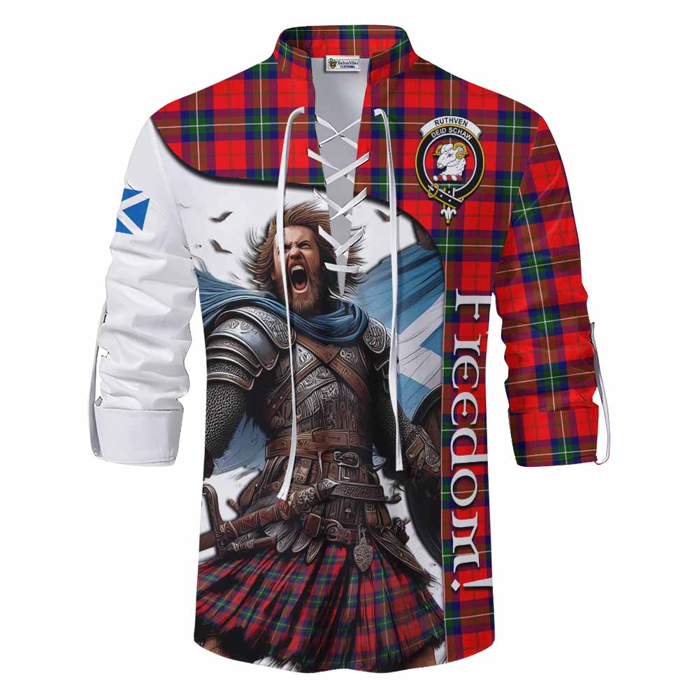 Tartan Vibes Clothing Ruthven Crest Tartan Ghillie Kilt Shirt Inspired by the Freedom of Scottish Warrior