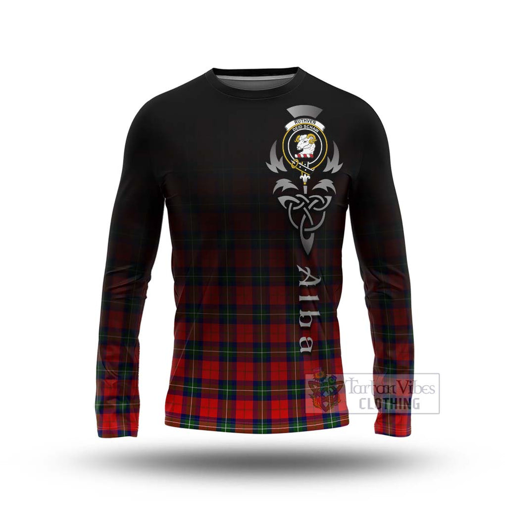 Ruthven Tartan Long Sleeve T-Shirt Featuring Alba Gu Brath Family Crest Celtic Inspired Unisex - Tartan Vibes Clothing