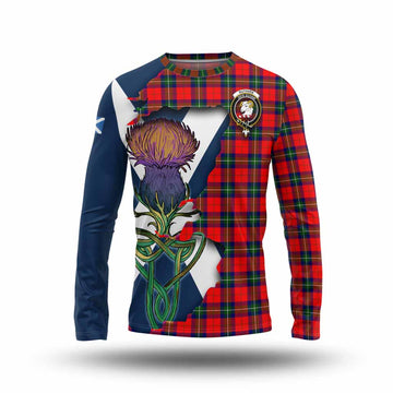 Tartan Vibes Clothing Ruthven Tartan Family Crest Long Sleeve T-Shirt Scottish Thistle Celtic Inspired