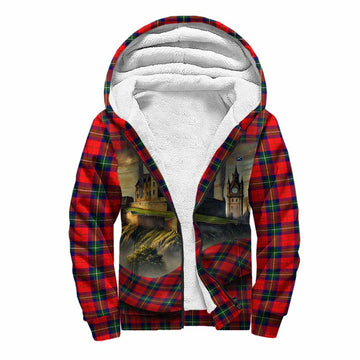 Ruthven Tartan Family Crest Sherpa Hoodie with Scottish Ancient Castle Style Unisex S - Tartan Vibes Clothing