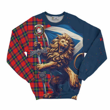 Ruthven Tartan Family Crest Sweatshirt with Scottish Majestic Lion Unisex - Tartan Vibes Clothing