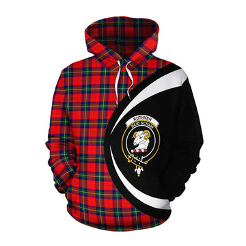 Ruthven Tartan Cotton Hoodie with Family Crest Circle Style Pullover Hoodie XS - Tartan Vibes Clothing