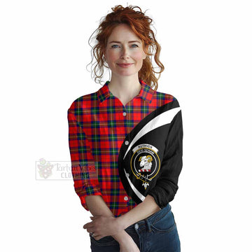 Ruthven Tartan Women's Casual Shirt with Family Crest Circle Style Female - Tartan Vibes Clothing